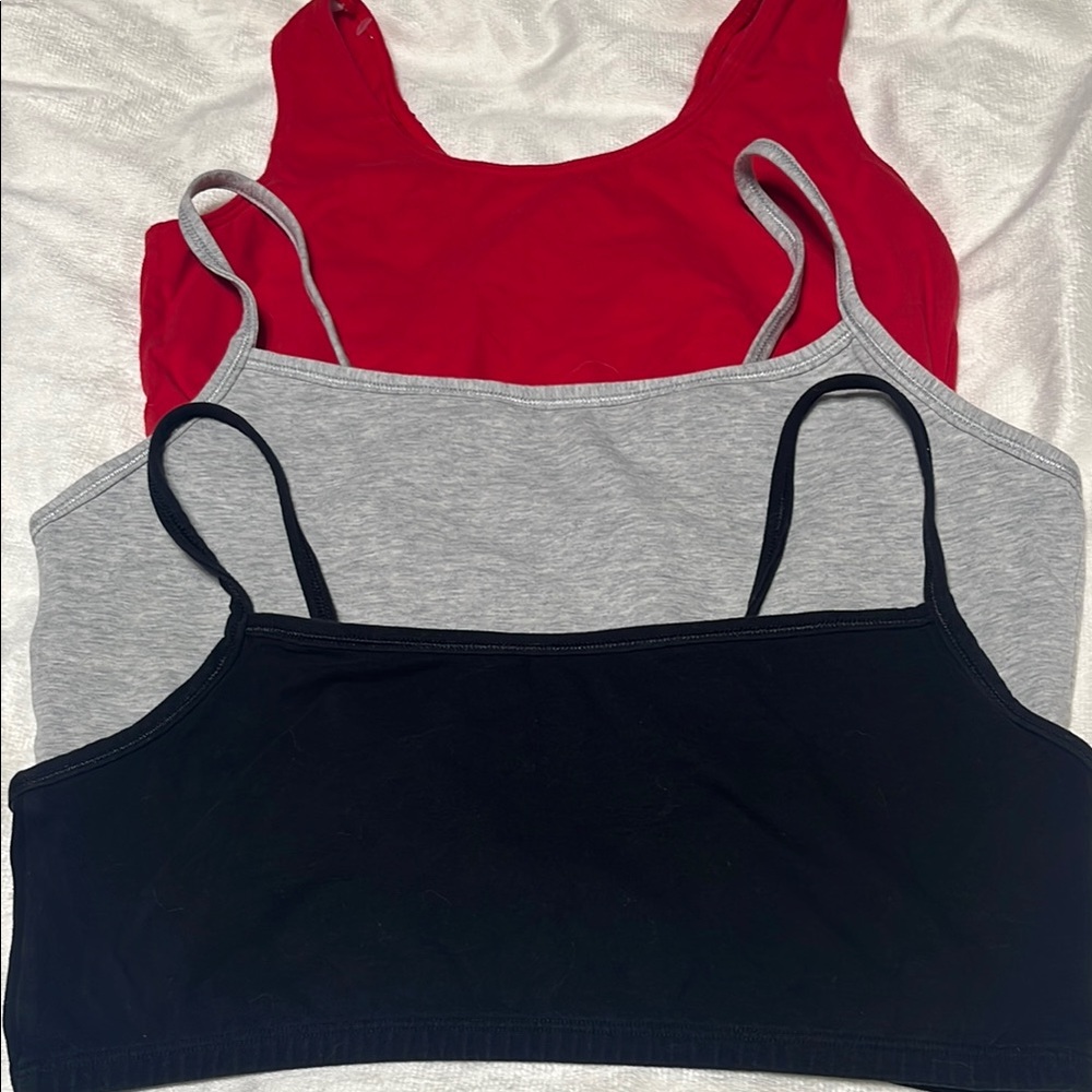 Red, Gray, and Black Sports Bra Set